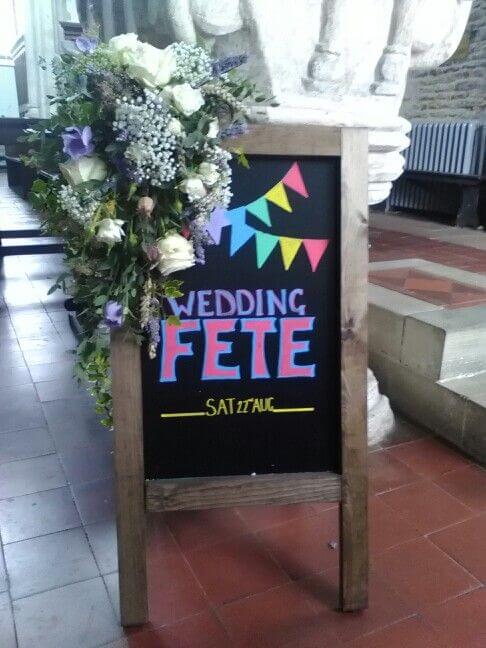 Wedding welcome sign with natural flowers